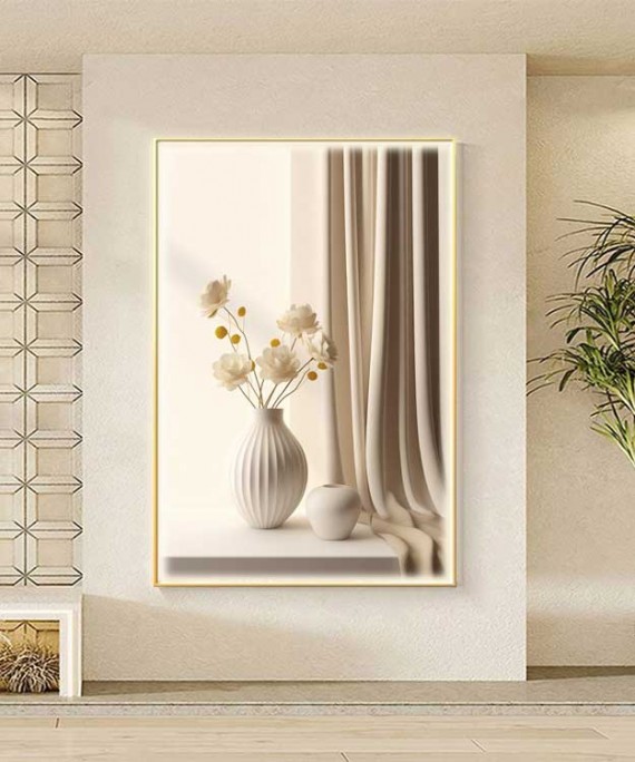 Gold Frame 80*120 Cm Vase Flower Crytsall Porsalein Painting 